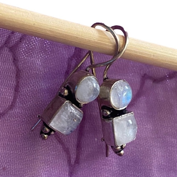 Silver Moonstone Earrings - Picture 2 of 3
